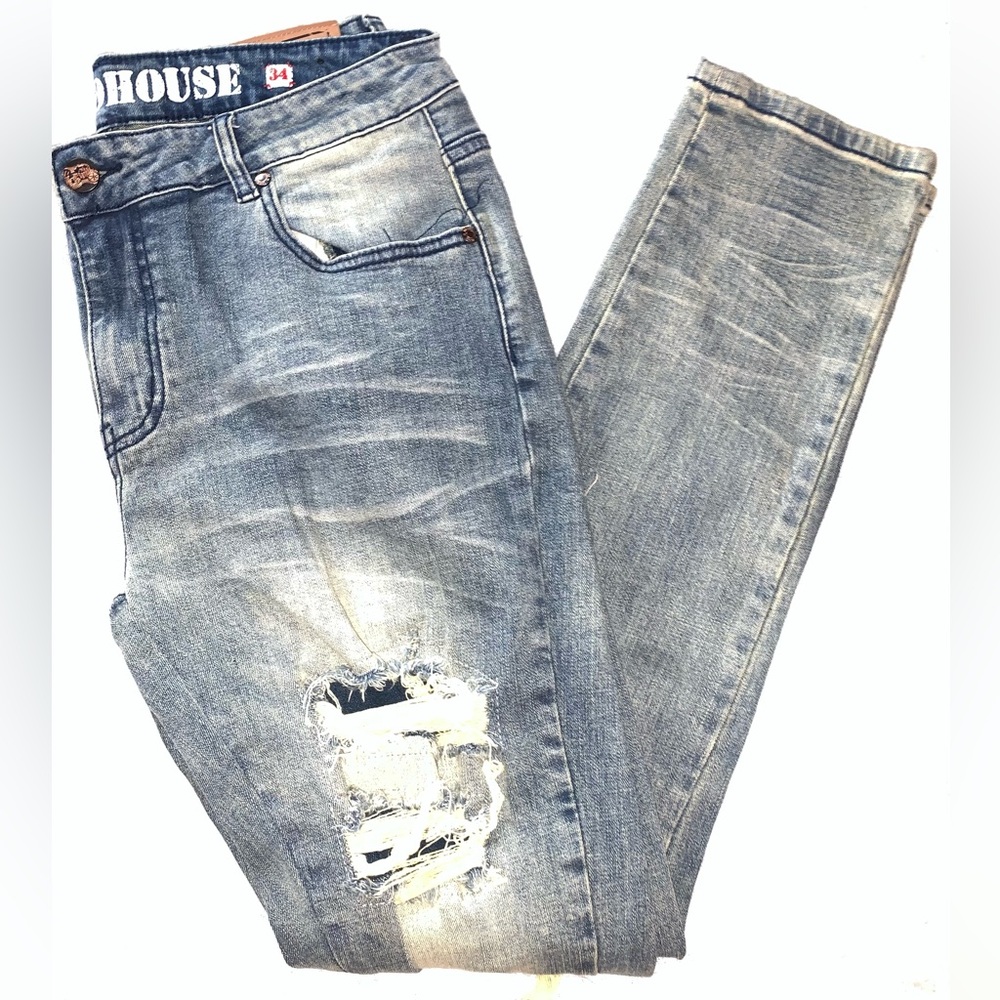 Vintage Wash Ripped Mens Size 34 Jeans